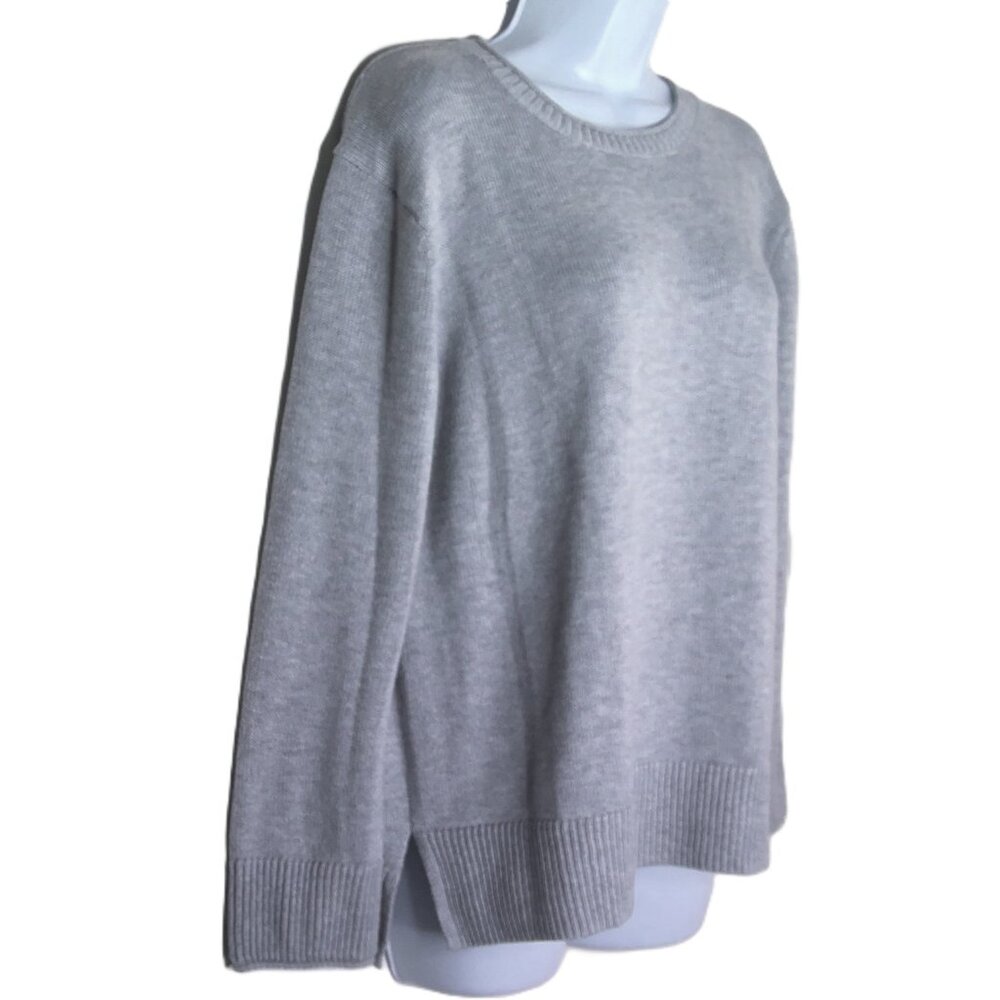 Ella Moss Gray Sweater Pullover Long Sleeve Soft Knit Ribbed Hem & Wrists EUC M - Picture 2 of 6